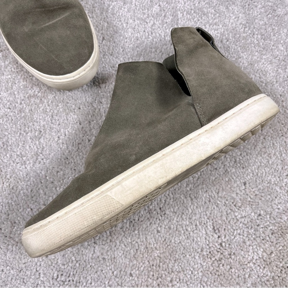 Birdies Falcon Olive Green Suede Slip On Ankle Booties Women's Size 8